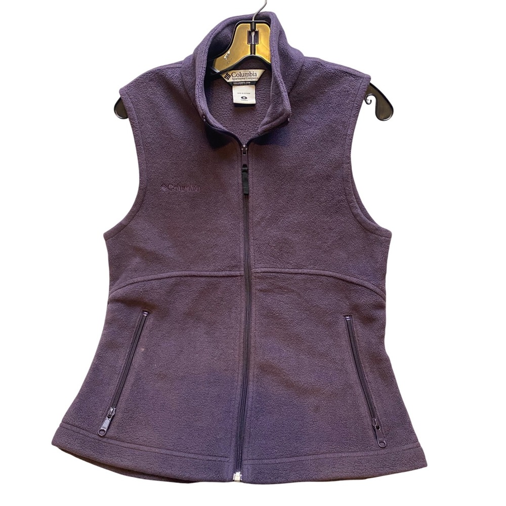 Columbia Vest Women's Medium Full Zip Pockets Plum Athleisure‎ Fleece Outdoor
